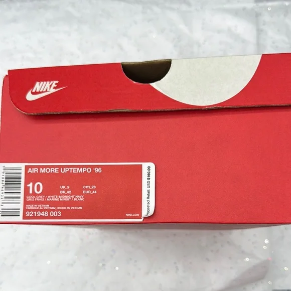 Nike Air More Uptempo '96 Gray and Navy Sneakers - Picture 7 of 7